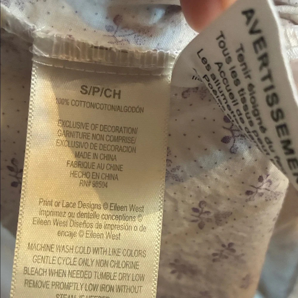 Eileen West Cream Nightgown with Purple Floral Print